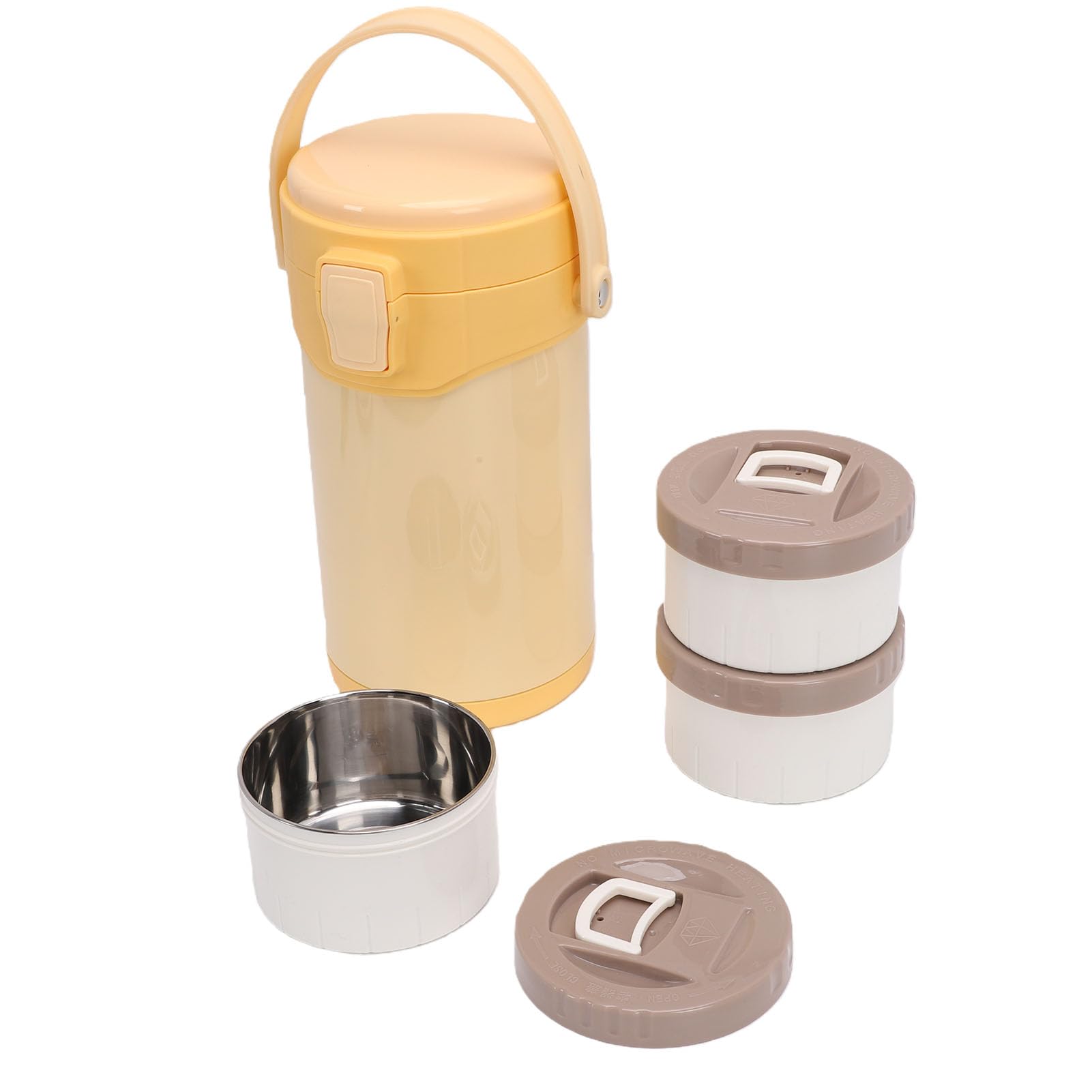 banapoy Aislada de Acero Inoxidable de 3 Capas, Juego de Contenedores de Almuerzo Aislados Portátiles, Apilable para Comida Caliente, Tarro Térmico para Mujeres y Hombres