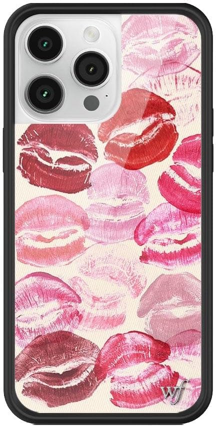 Wildflower Cases - Kensington Case, Compatible with Apple iPhone 14 Pro Max | Lipstains, Red, Pink, White, Collab, Trendy - Protective Black Bumper, 4ft Drop Test Certified, Women Owned Small Business