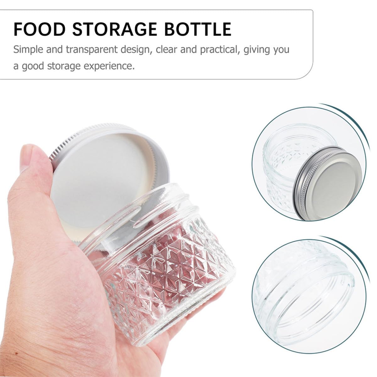 Kichvoe Barattoli di Vetro Trasparenti Piccoli 100ml Set da 8 Coperchio Sigillato per Cucina, Contenitori Ermetici per Marmellata, Dolci e Conserve, Vasetti per Alimenti Freschi