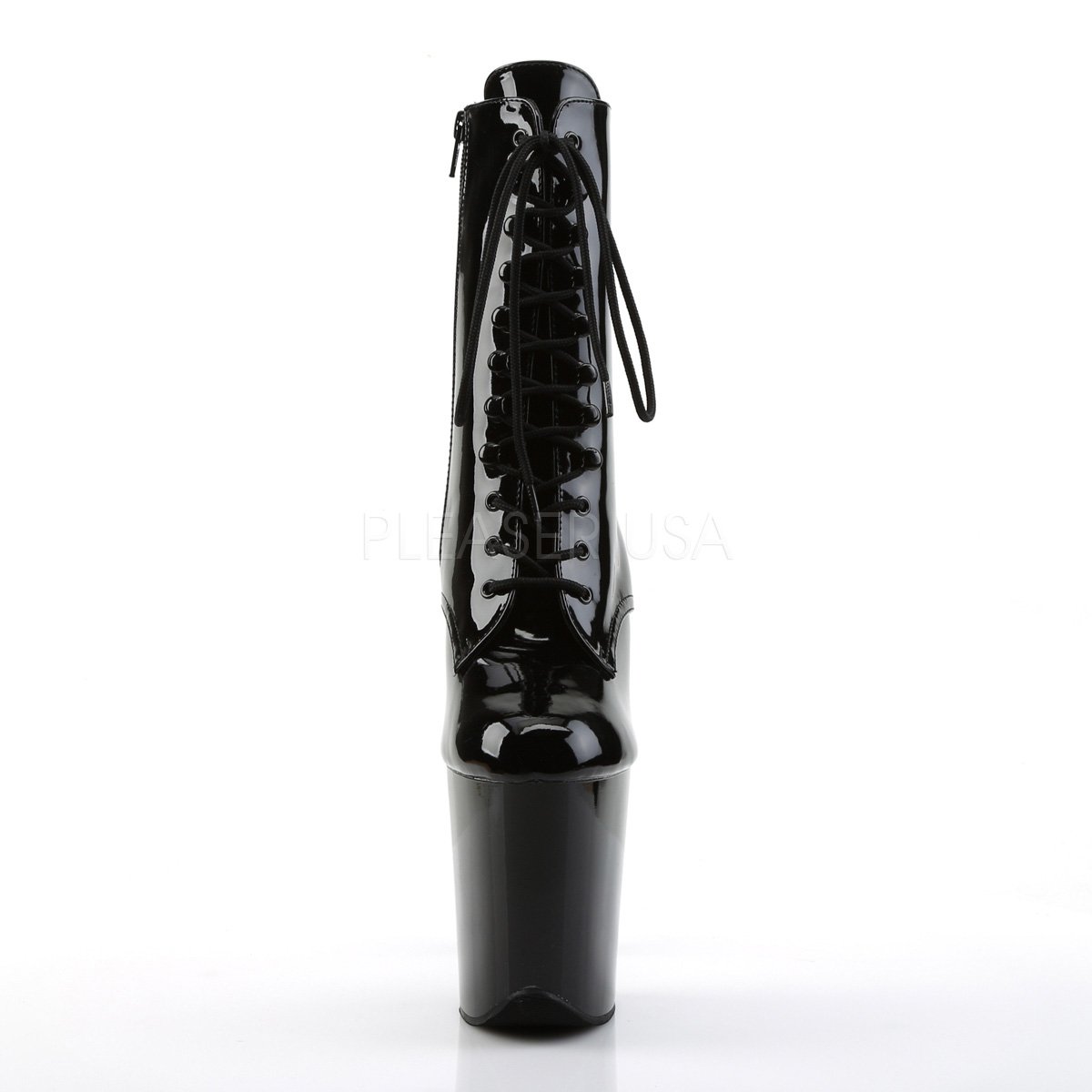 PleaserUSA Damen Fetisch Plateau Stiefel Flamingo-1020 Lack schwarz