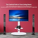 Mobile TV Stand on Wheels – Height Adjustable Floor Stand for 32–65 inch LED & Smart TVs | Wooden & Metal Frame | Rolling TV Trolley with Shelf (White) gallery image