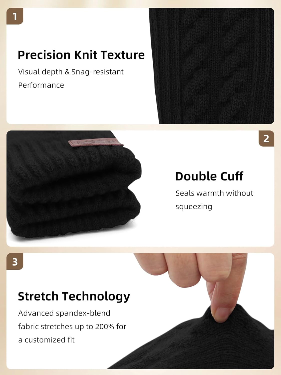 Winter Gloves for Men Women, Warm Fleece Lined with Touch Screen, Thermal Knit with Anti-Slip for Running Driving - Image 5