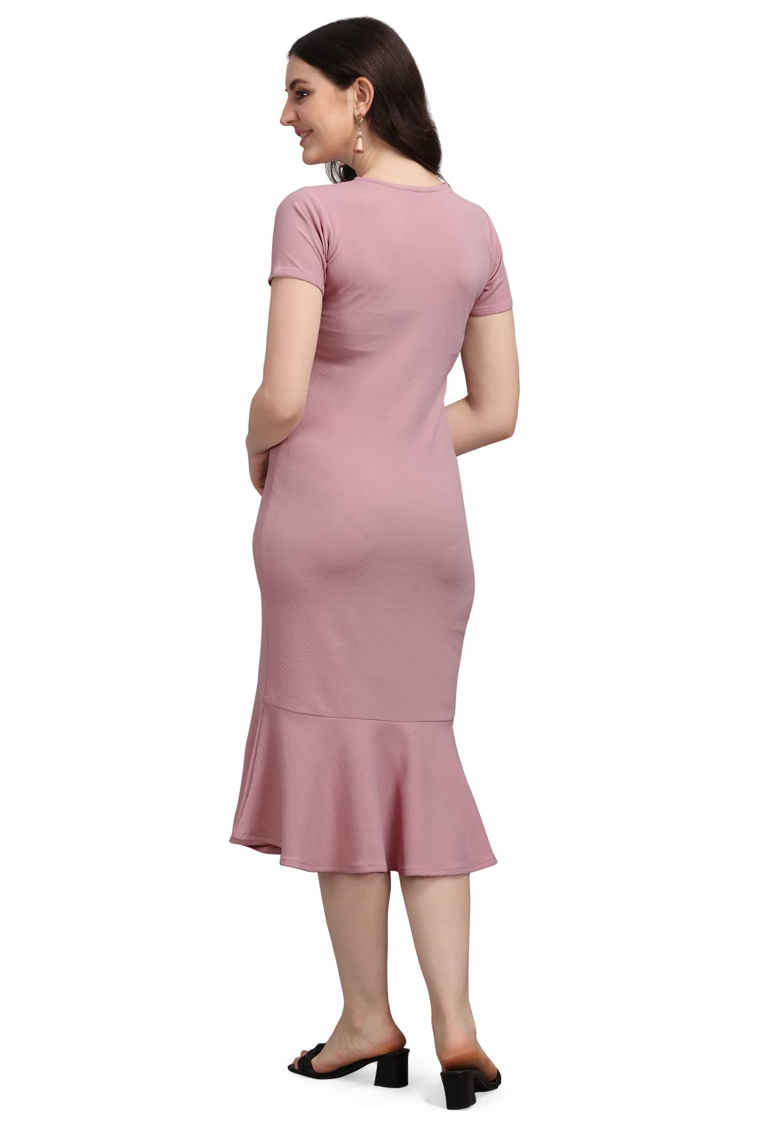 Purvaja Women's Corduroy Bodycon Midi Dress (Ruby-006-Lv-Xl_Light Violet