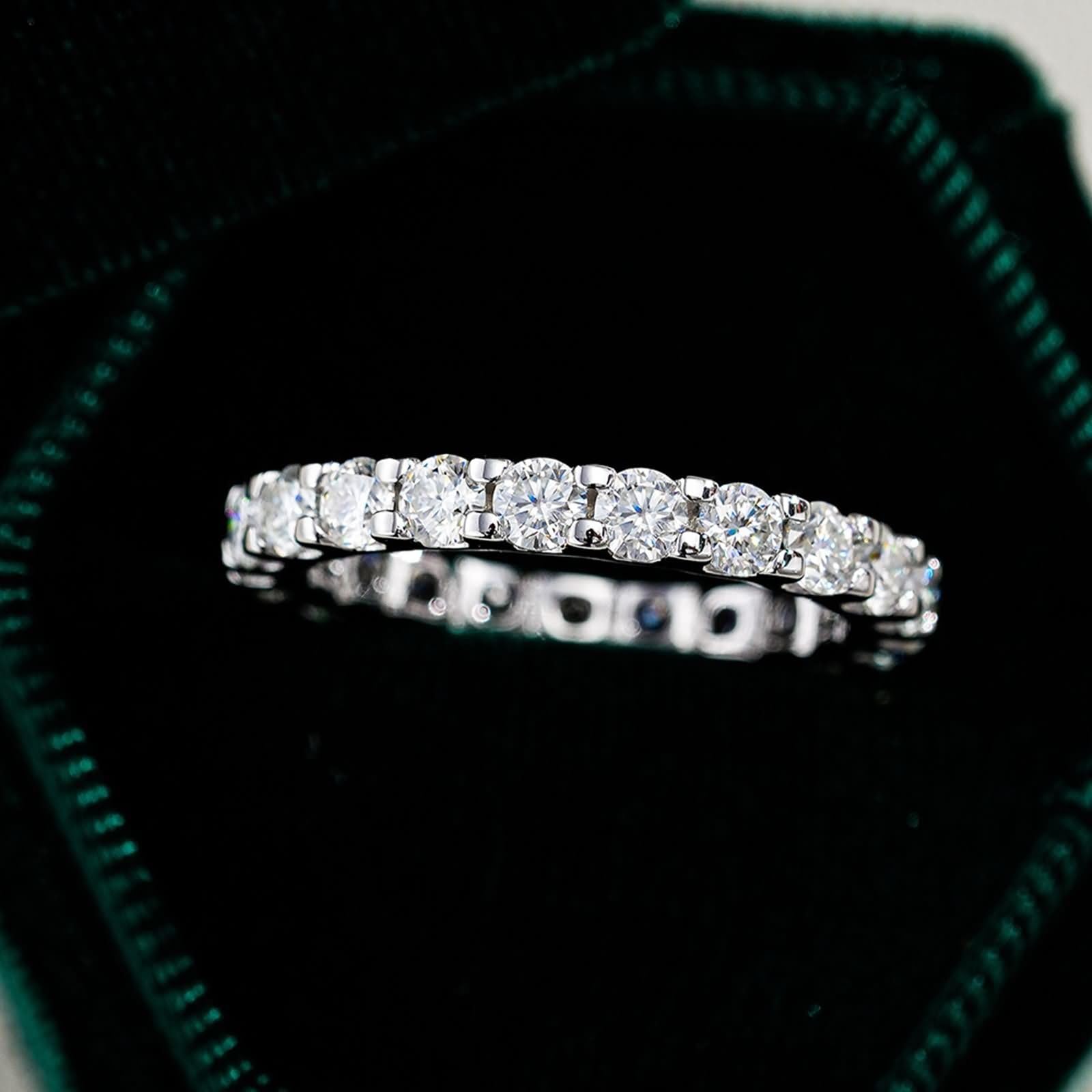 9K/14K/18K Weißgold Ring Damen, Wedding Ring Moissanit Weiß Engagement Ring Geschenke für Frauen