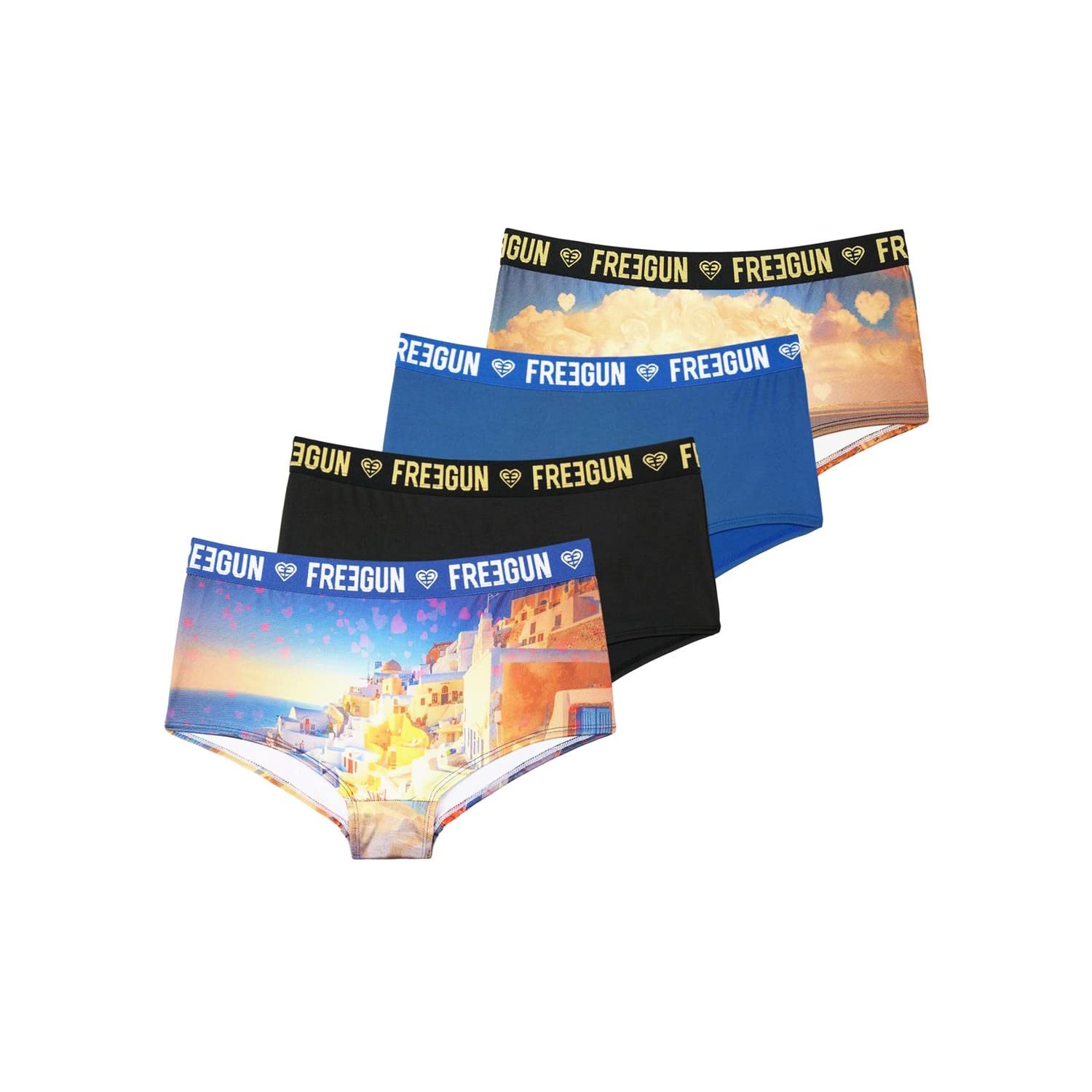 FREEGUN Shorty Fille, sous-vêtement Enfant Microfibre, Respirant et Confortable (Lot de 4)