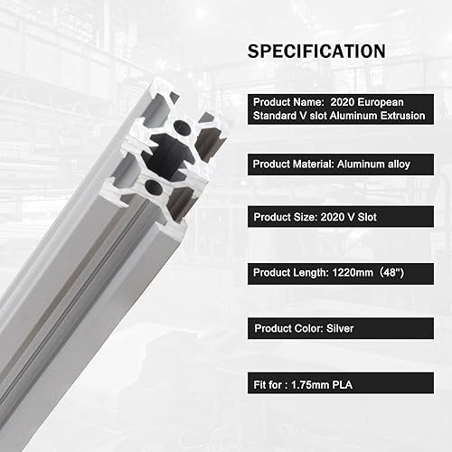 Miniatura 108 de 10 piezas de extrusión de aluminio 2020 con ranura en V, estándar europeo de 11.811 in (11.8 pulgadas) de longitud, aluminio extruido anodizado