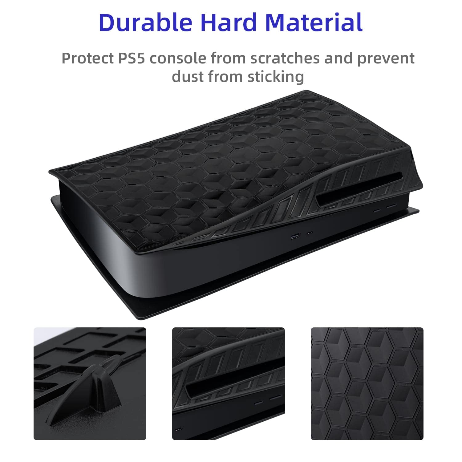 Mcbazel PS5 Cover di Ricambio per Frontalino, Accessori per Pannello Frontale Rigido Antipolvere per PlayStation 5 Disc Edition - Beehive Black (Non per PS5 Slim/PS5 PRO)