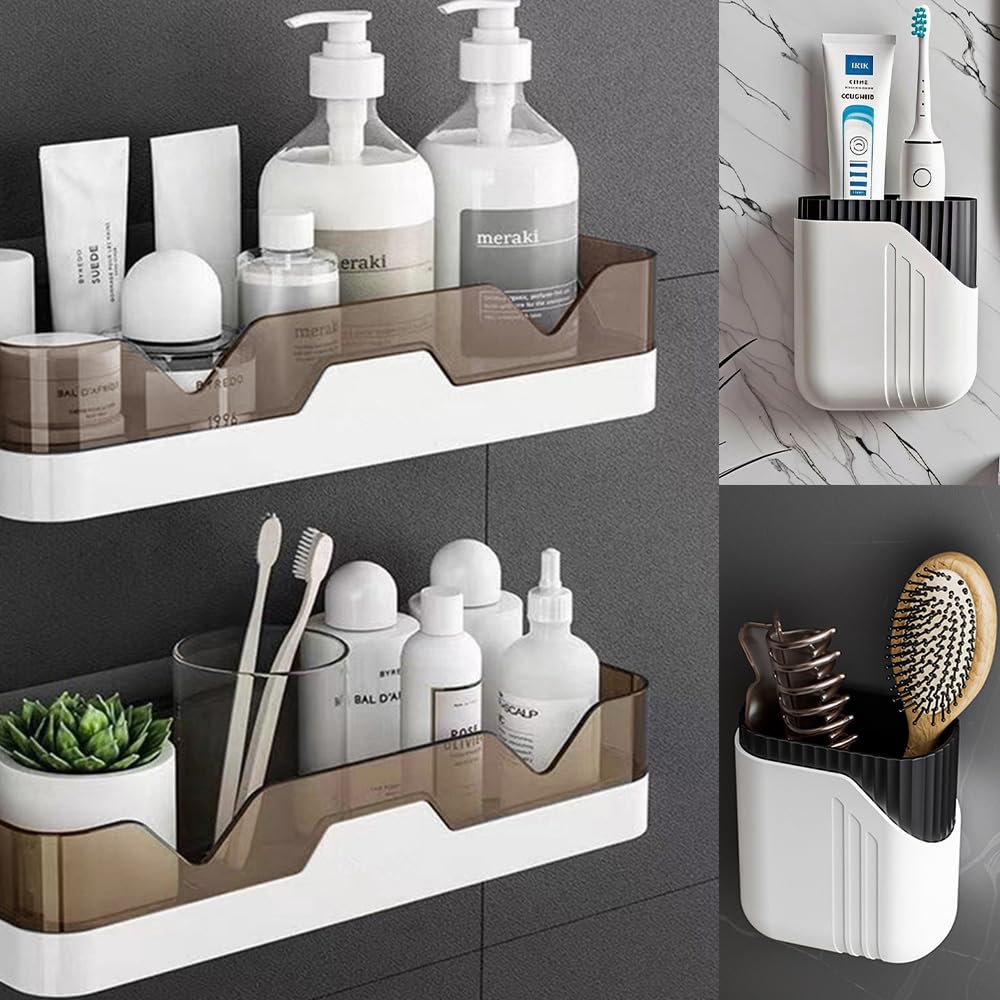 MRPAPA Wall Mount Shower Caddy 2PACK 2PCS Toothbrush Holder