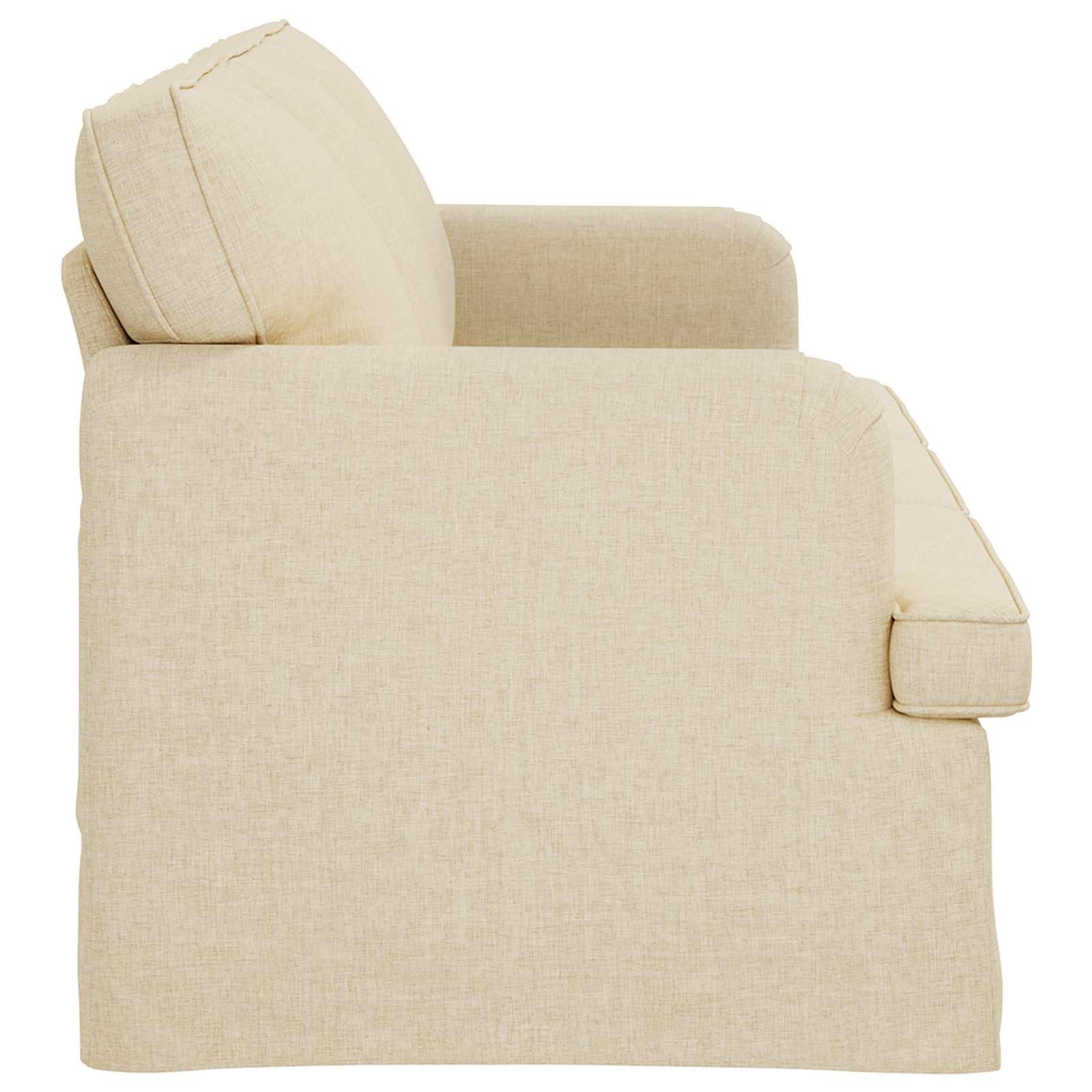 Sofa kremowa, 201 x 80 x 85 cm, materiał z wytrzymałą metalową ramą, ergonomicznym wzornictwem, wygodnymi tapicerkami, podłokietnikami i nóżkami z tworzywa sztucznego do salonu, sypialni i