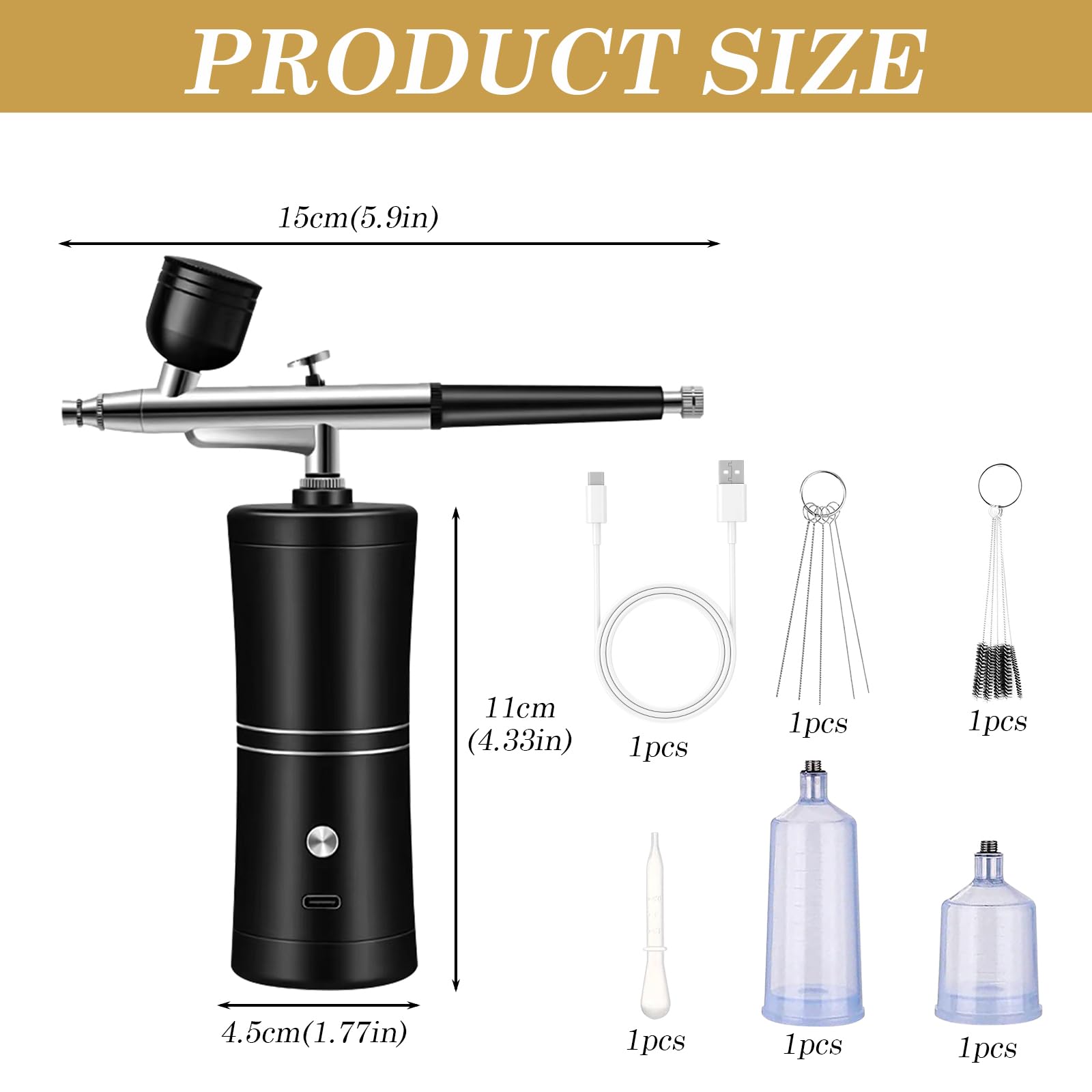 Kit de Aerógrafo con Compresor: Juego de Aerógrafo de Alta Presión Portátil, Aerógrafo Inalámbrico Recargable para Hidratación de la Piel, Arte de Uñas, Tatuaje, Pintura, Maquillaje, Pastel