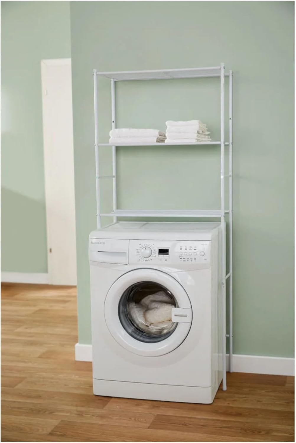 Кир жуугуч машинанын үстүнө коюлган Livarno Home текчеси