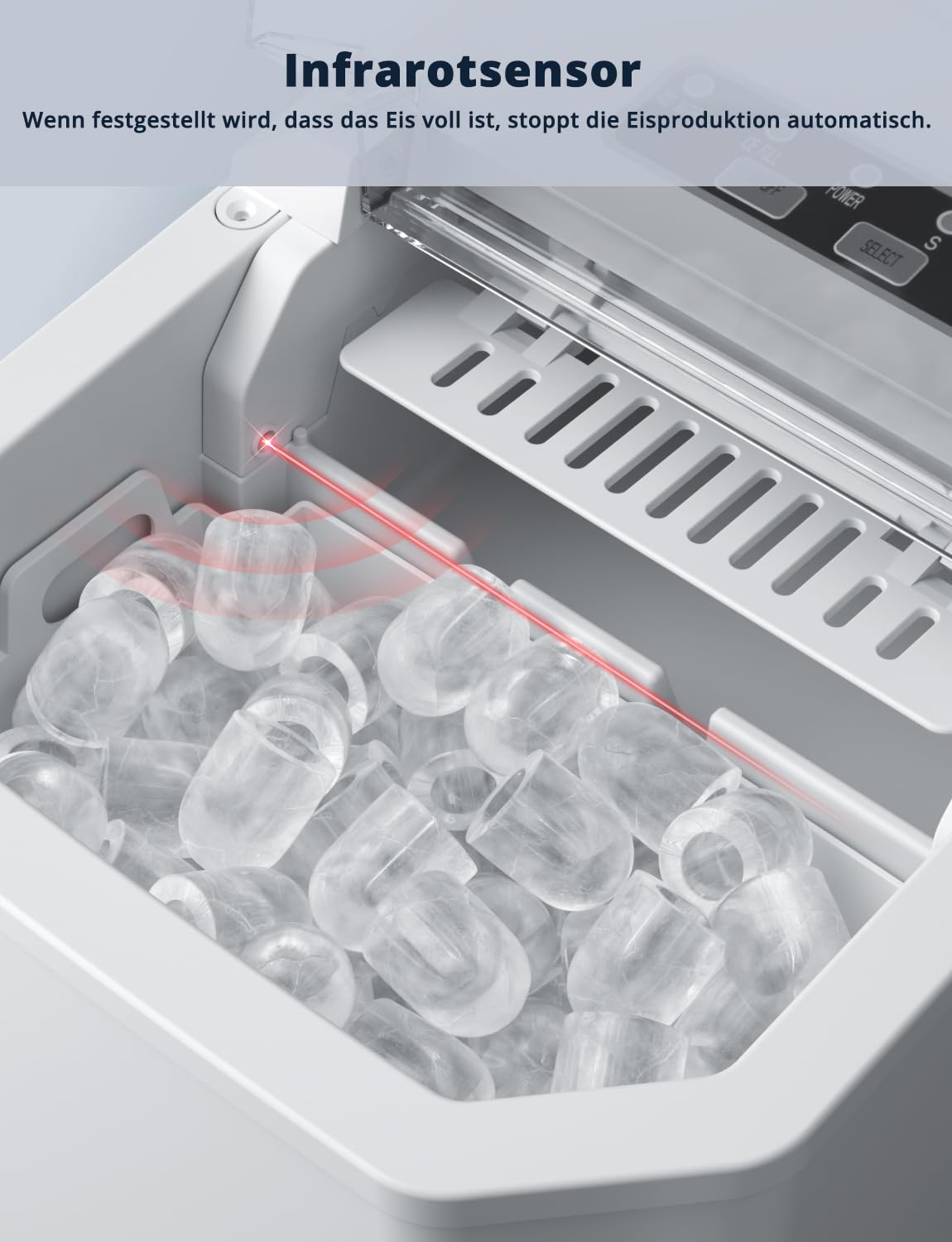 Eiswürfelmaschine, 12kg/24h Eiswürfelbereiter Professioneller Eisbereiter 1,5L Ice Maker 6-13Min Produktionszeit Ice Cube Maker, Eiswürfel Maschine (MEHRWEG)