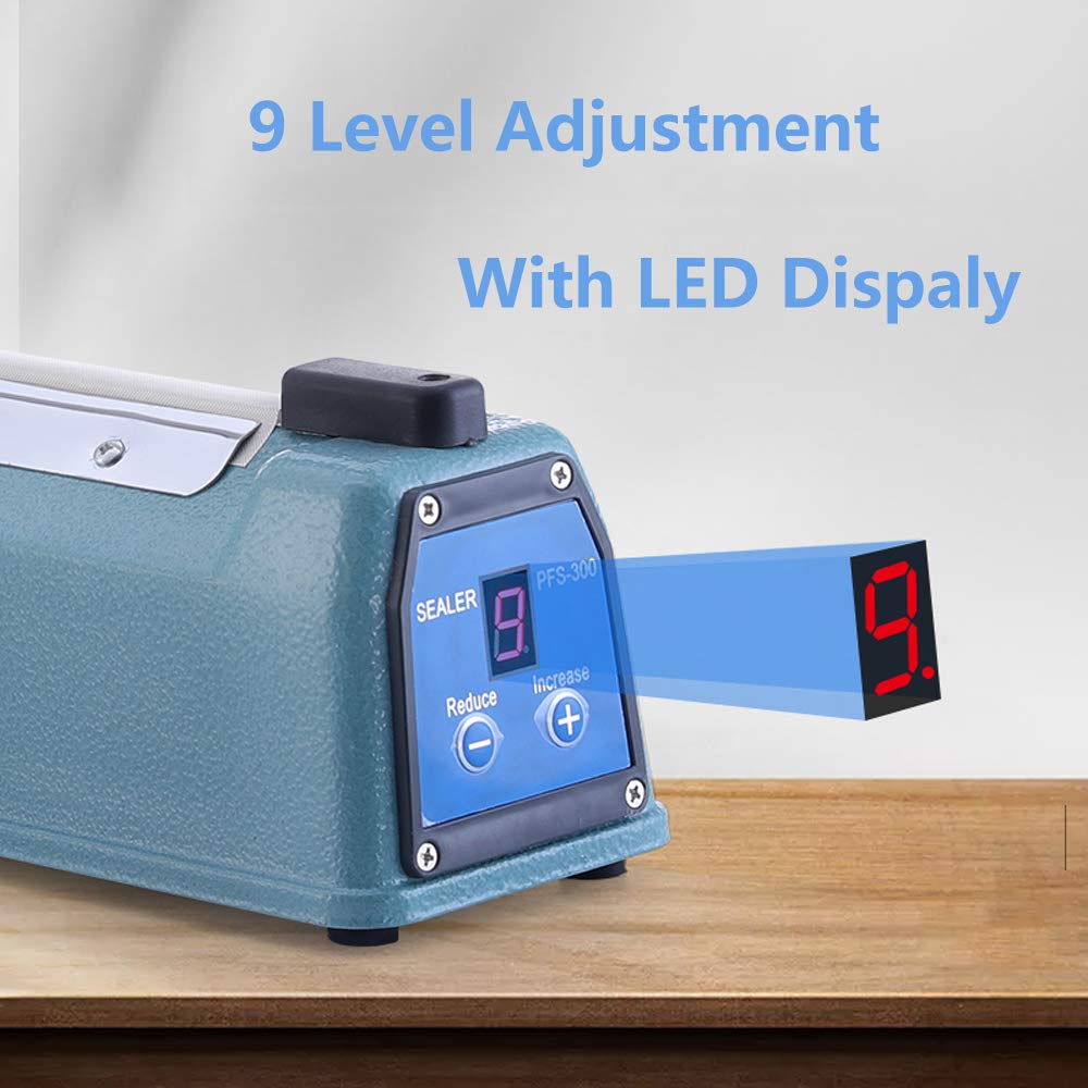 Hanchen Selladora Térmica 200/300/400mm Sellador de Bolsas de Plástico con Pantalla LED para Bolsa de PP PE Papel Kraft Textil no Tejido (Ancho de sellado: 3mm, Longitud de sellado: 200mm)