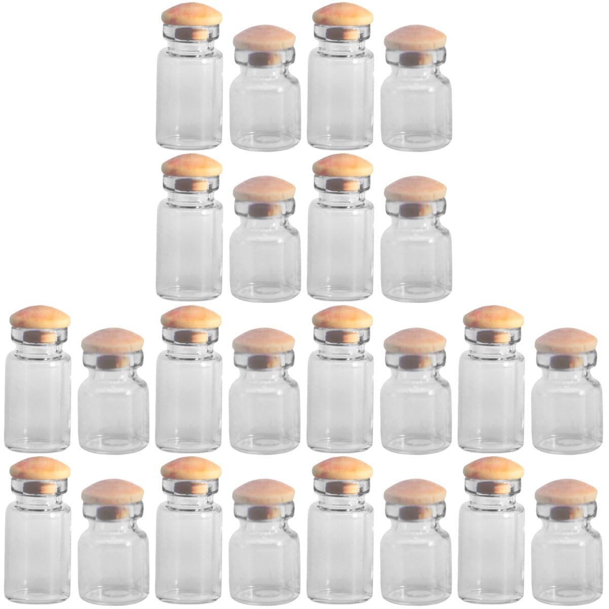 LOGOFUN 24 Pcs Mini Glass Bottle 1:12 Scale Glass Jars Model with Cork Dollhouse Storage Jars Ornaments