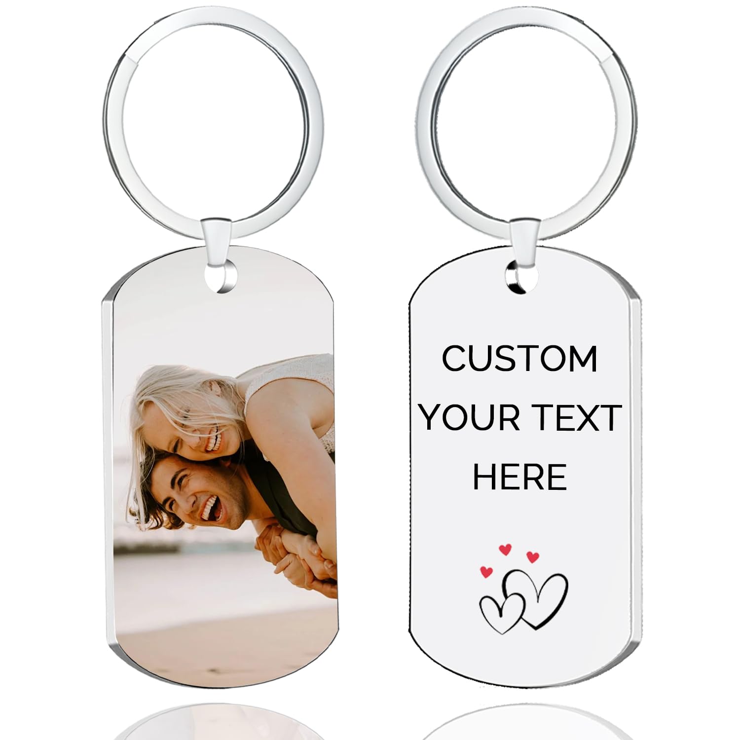 EGUEGU Custom Keychain with Picture, Personalized Keychain with Photo/Text for Men Lover Friends Gifts