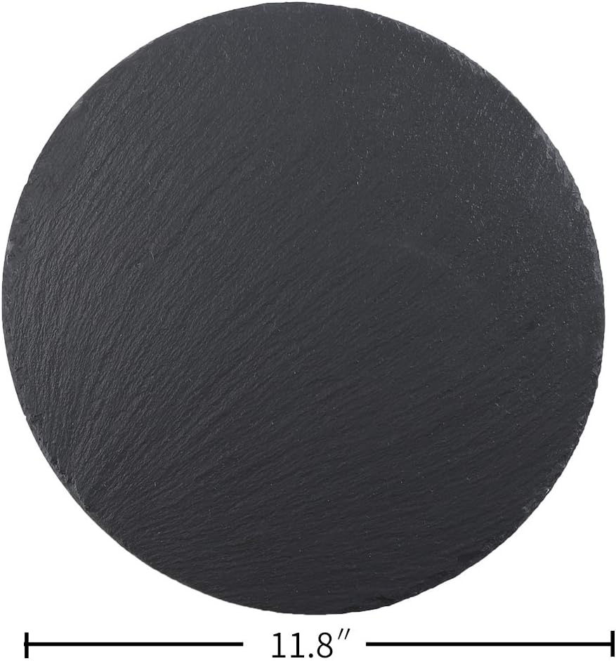 Round Slate Cheese Board Black Platter Tray Cutting Board 12 * 12IN