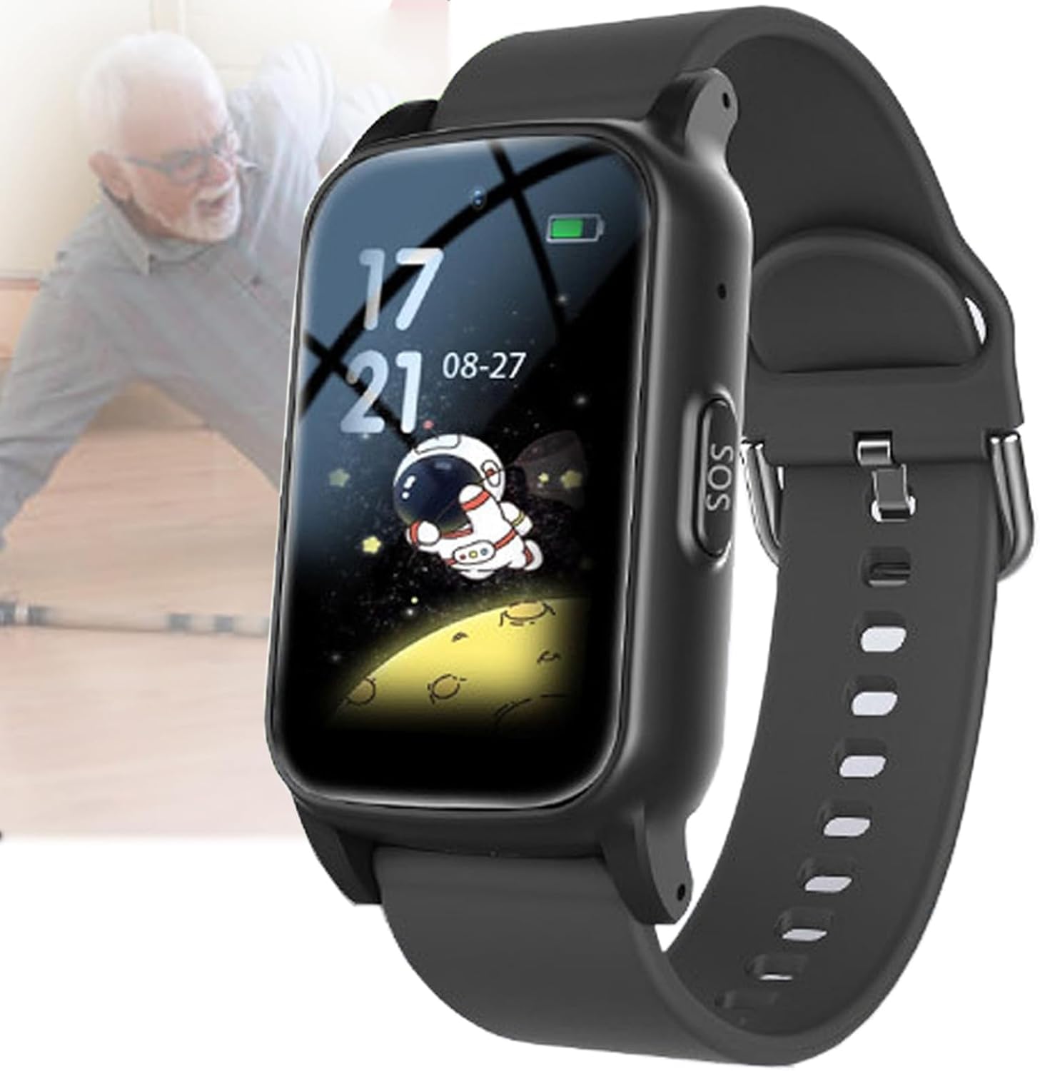 Genérico Reloj Inteligente con Detección De Caídas SOS Smartwatch para Personas Mayores, Reloj Localizador Personas Mayores GPS, para Demencia Y Alzheimer (Negro)
