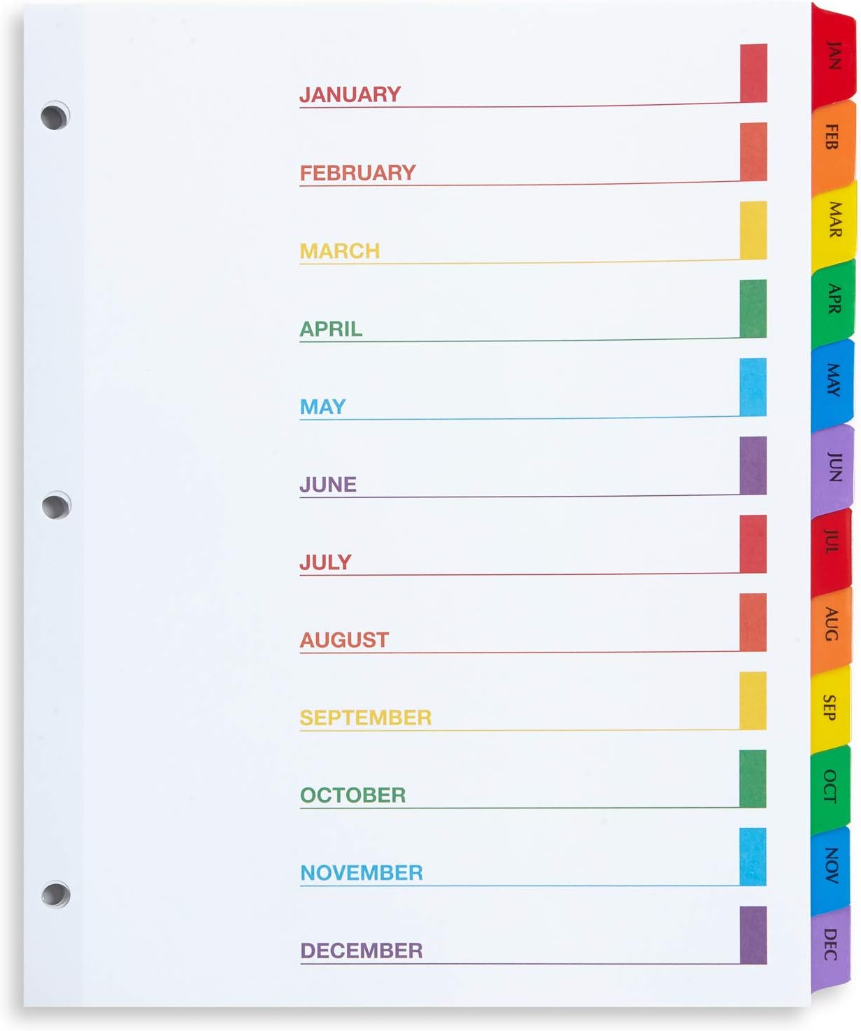 Blue Summit Supplies 12 Month Dividers for Binders, Jan to Dec Monthly Tabs, Includes Customizable Table of Contents Index, 6 Sets