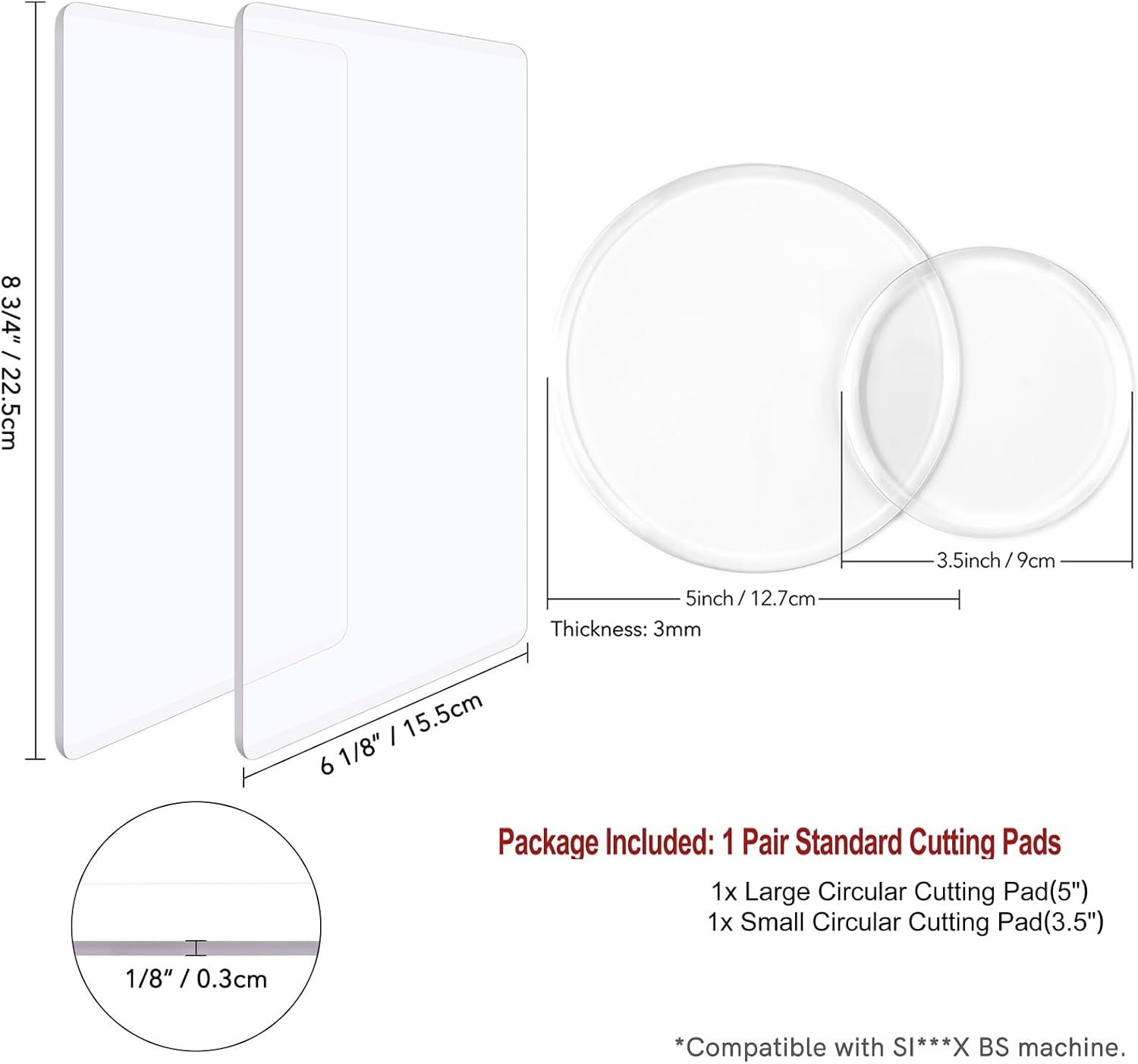 BAOFALI 4 Pcs/Set Standard Cutting Pads | Circular Cutting Pads| for Die Cutting Machine | Clear Polycarbonate Cutting Pads | Die Cutting Plates DIY Scrapbooking Paper Crafting