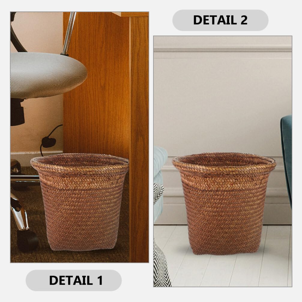 Kichvoe 3pcs Woven Storage Basket Rattan Waste Baskets for Office Laundry and Home Organization Versatile Trash Can and Decorative Bin
