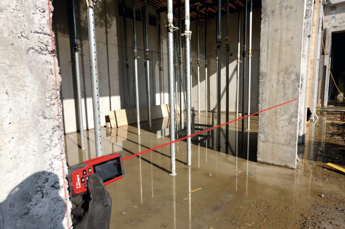 Hilti 2062050 PD-E Miernik lasera odległości (do 200 m, ze zintegrowanym wizją, dla unikalnego i ciągłego pomiaru z cyfrowym poziomem pęcherzyka i ekranu zewnętrznego, pomiary pamięci 30.