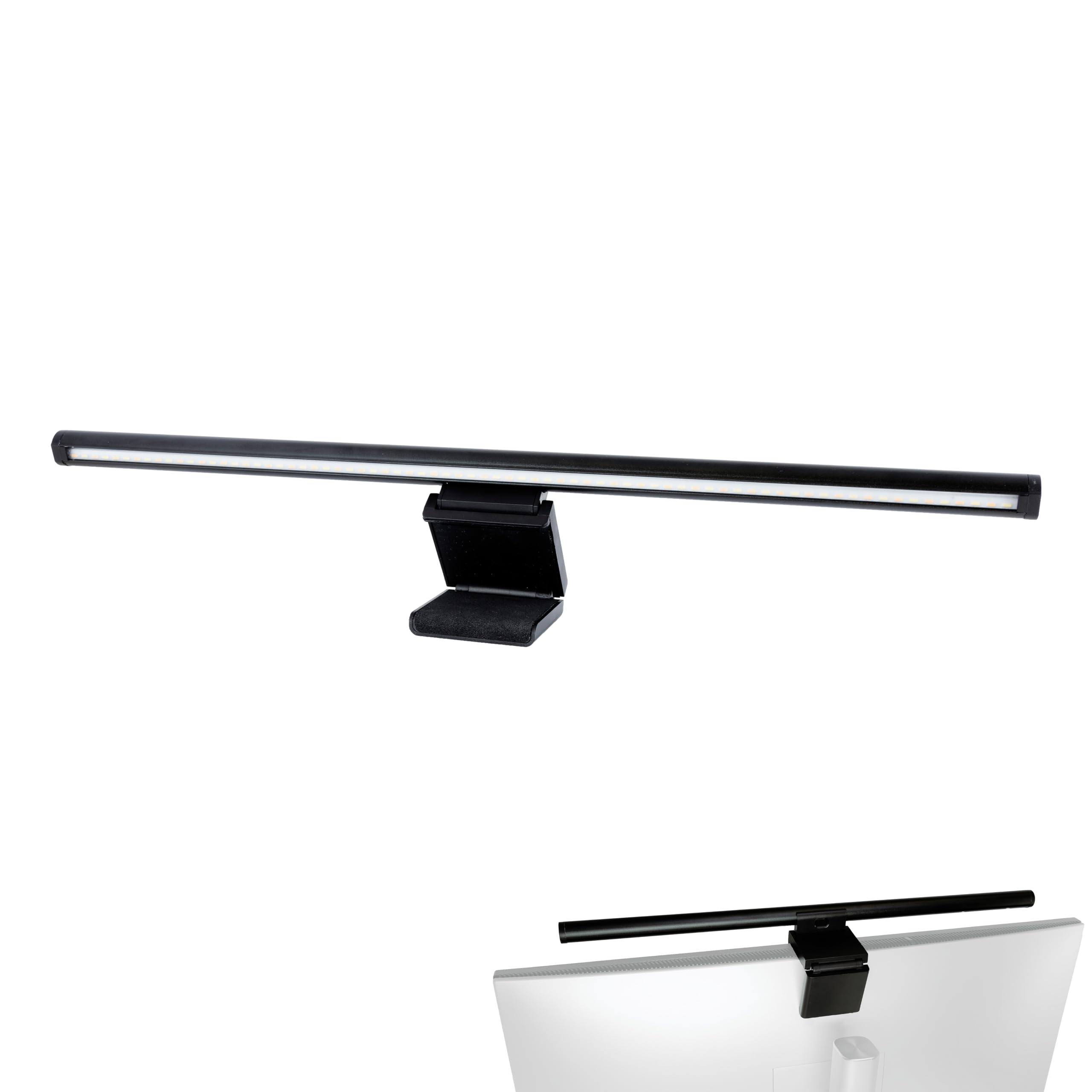 REV Lampada per monitor USB con batteria di emergenza, ca. 60 minuti, 49 cm, morsetto, 130 lm, 3 colori, nero
