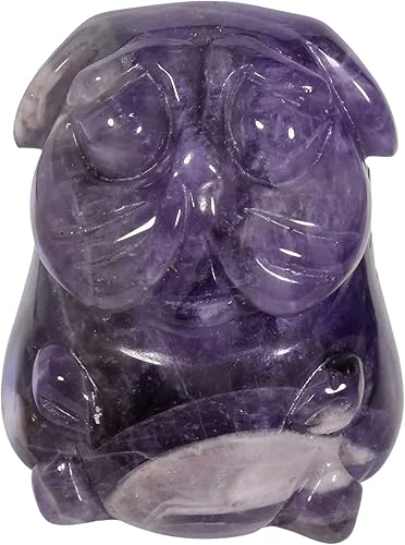 Miniatura 2 de mookaitedecor Juego de 2 figuras de cachorro de cristal de amatista talladas a mano, escultura de estatua de animales tallados, piedra de bolsillo
