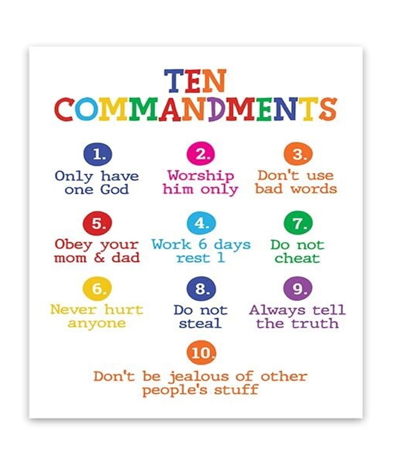 MDBJTCYZN Ten Commandments Poster, God's Law Biblical Scripture Print, Vintage Wall-Art for Church, Home, Sunday School(Framed,16x24inch(40x60cm))