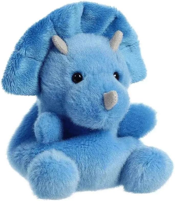33616, Palm Pals Tank Triceratops Dinosaur, 5In, Soft Toy, Blue