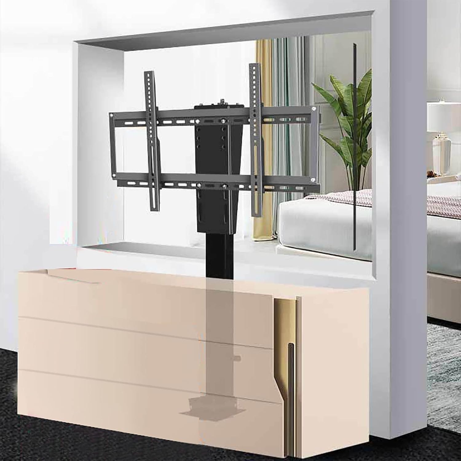 7UIYgtyO LNNW Motorized Tv Mount - TV Wall Mount Bracket Electric TV Lift Bracket, With Left And Right 360° Rotation TV Wall Bracket