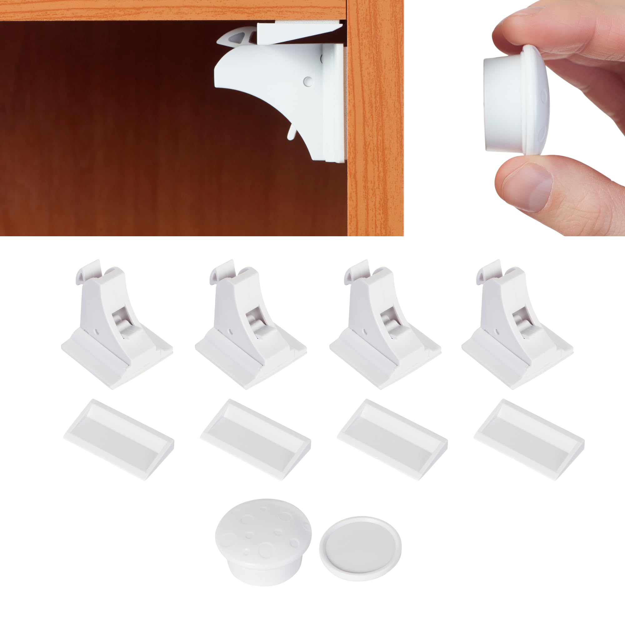 BABY TRUST 4 Pack Magnetic Baby Proofing Cabinet Locks - Child Locks for Drawer Cabinet Cupboard - Strong Adhesive Easy Installation