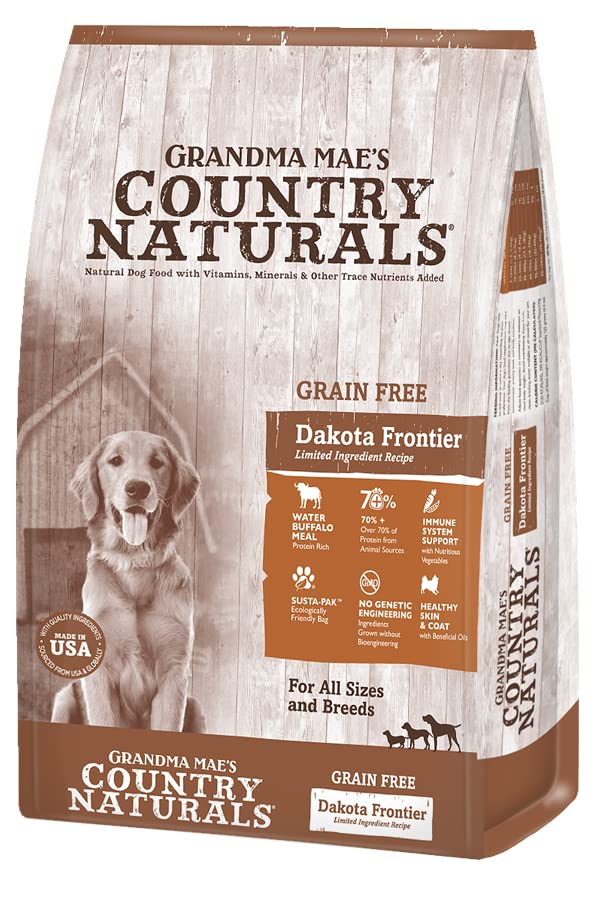 Grandma Mae's Country Naturals Grain Free Non-GMO LID Dakota Frontier Buffalo Meal Recipe 25 Lb, Dog Food