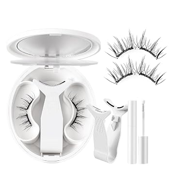 Ginani Magnetic Lashes, Natural Look Reusable Widened Soft Eyelashes Kit | No Glue No Liner | Easy On/Off | Upgrade Strong Magnets | Eyelash Setting Gel for Daily Makeup Frost Black