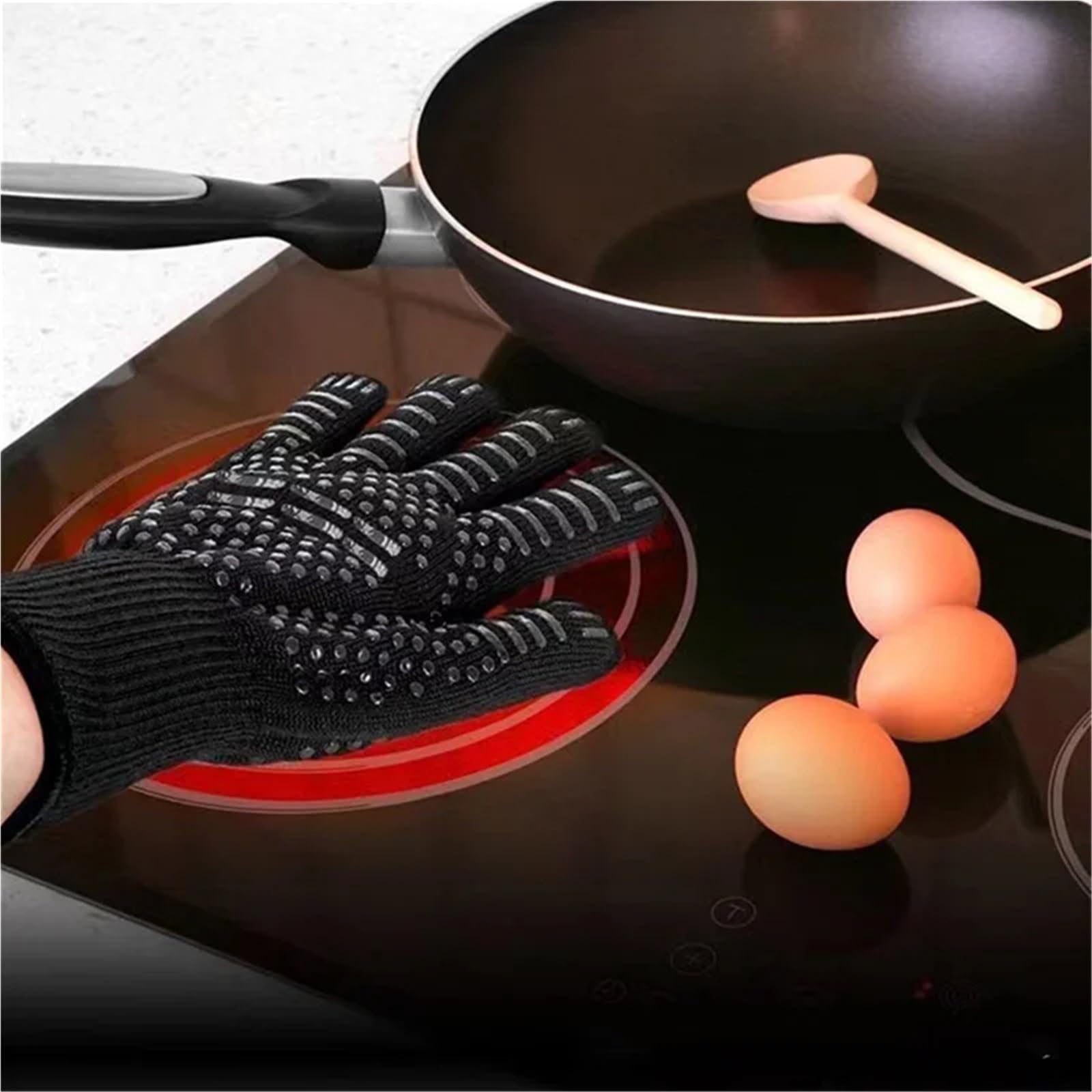 Guantes Para Barbacoa Guantes bicapa resistentes a altas temperaturas, guantes for asar, manoplas antideslizantes de silicona for horno, resistencia al desgaste, barbacoa, cocinar y hornear Para Asar,