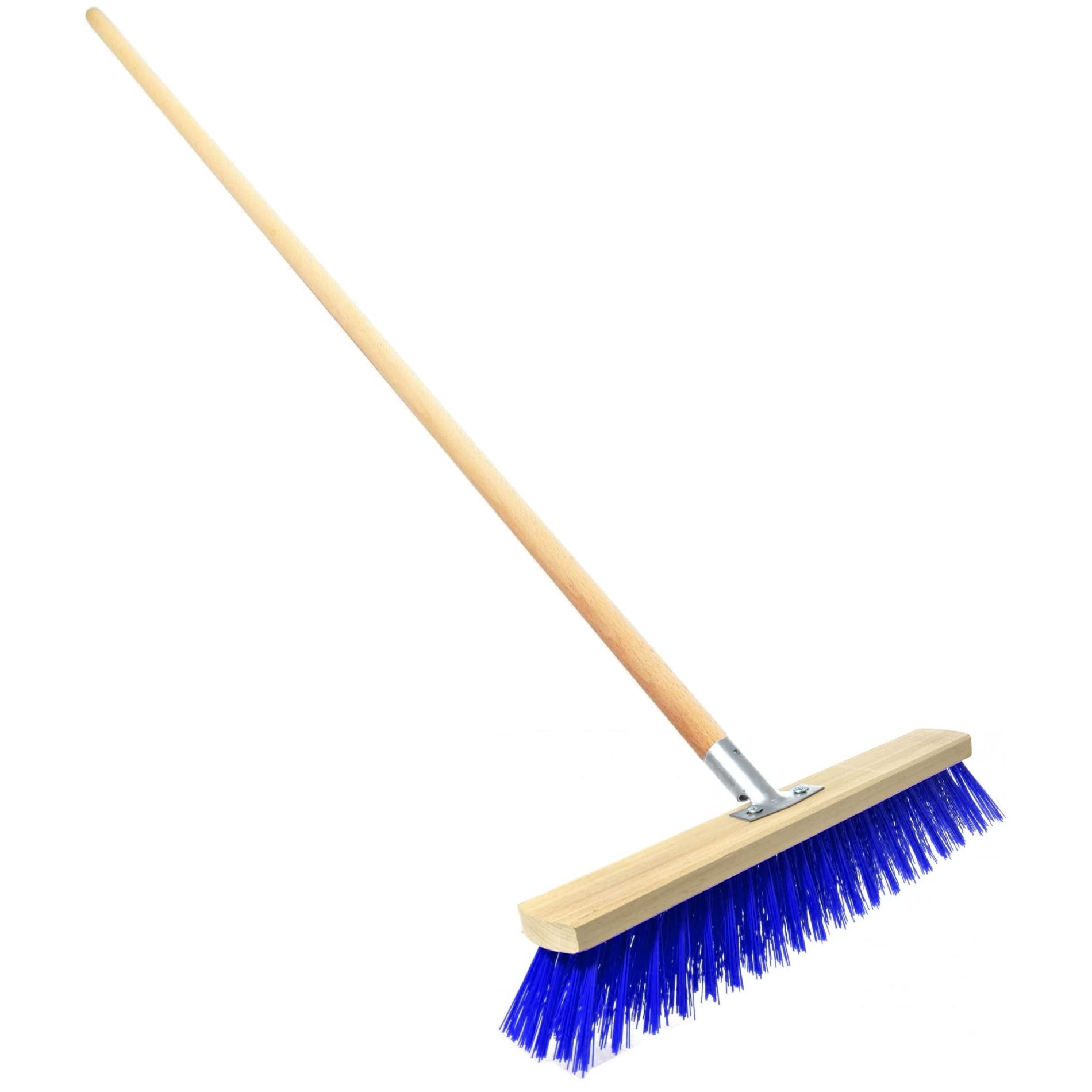 Heavy Duty Garden Broom with Handle, Outdoor for Wet & Dry Surfaces, 12″ Synthetic Hard Bristle Sweeping Brush with Metal Bracket for Cleaning Gardens, Yards, Patios, Deckings, Driveways (Blue) — image 1