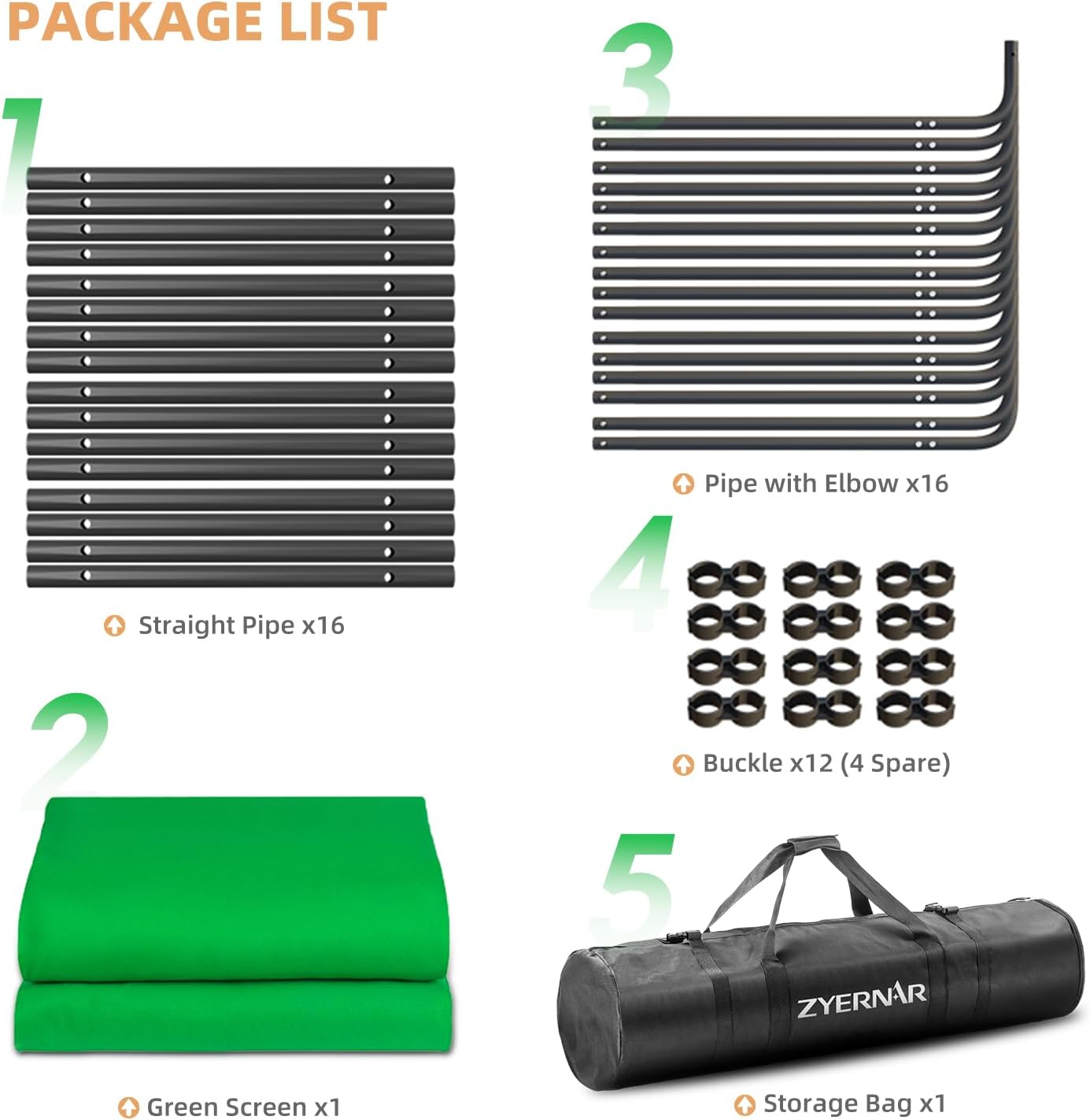 7.87ft x 13.12ft Green Screen Backdrop with Stand,Zyernar Large Green Collapsible Backdrop with Stand foror Photo Studio Video Shooting,YouTube Tutorials and Real-Time Videos, Streaming Games,Stage