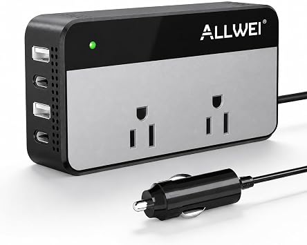 ALLWEI 200W Car Power Inverter 12V DC to 110V AC with USB C