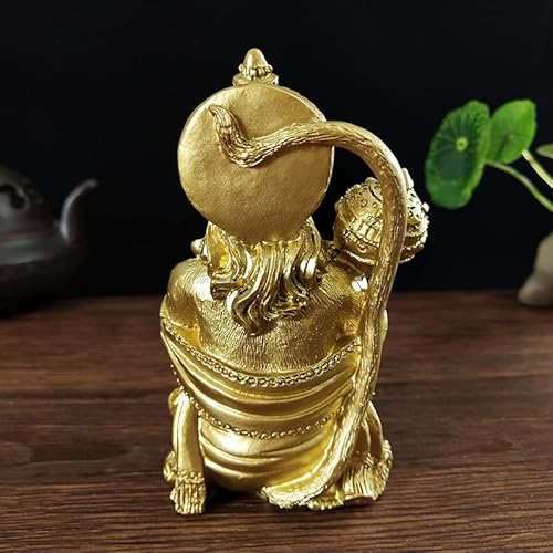 XIALON Estátua Hanuman dourada de 11,5 cm ornamentos de resina grande macaco hindu sorte