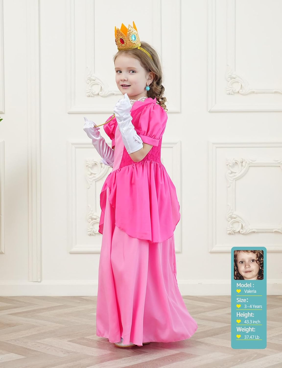 Pink Princess Costume for Girls Cosplay Pink for Halloween Birthday Party Dress Up 3-12Y - Image 3