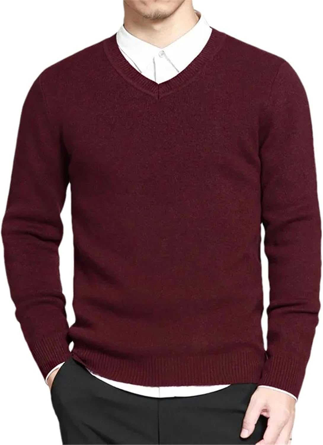 Mens Pullovers Sweaters Basic Style V Neck Sweater Cotton Knitted Jumpers Solid Male Knitwear