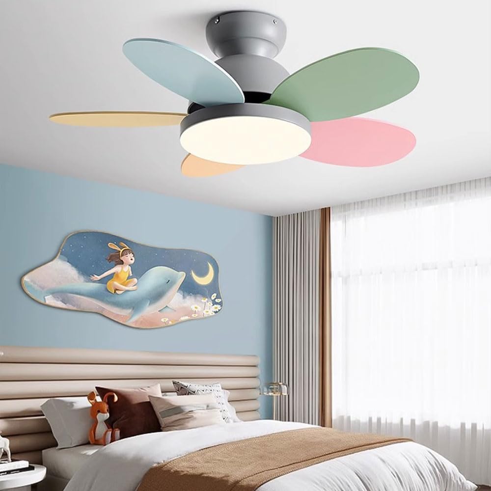 Ceiling Fans Lighting Children Room Ceiling Fan Light Modern Low Profile Ceiling Fan With Light Flush Mount Quiet Reversible Ceiling Fans With Lights Dimmable 6 Speeds Bedroom Office Ceiling Fans Lamp