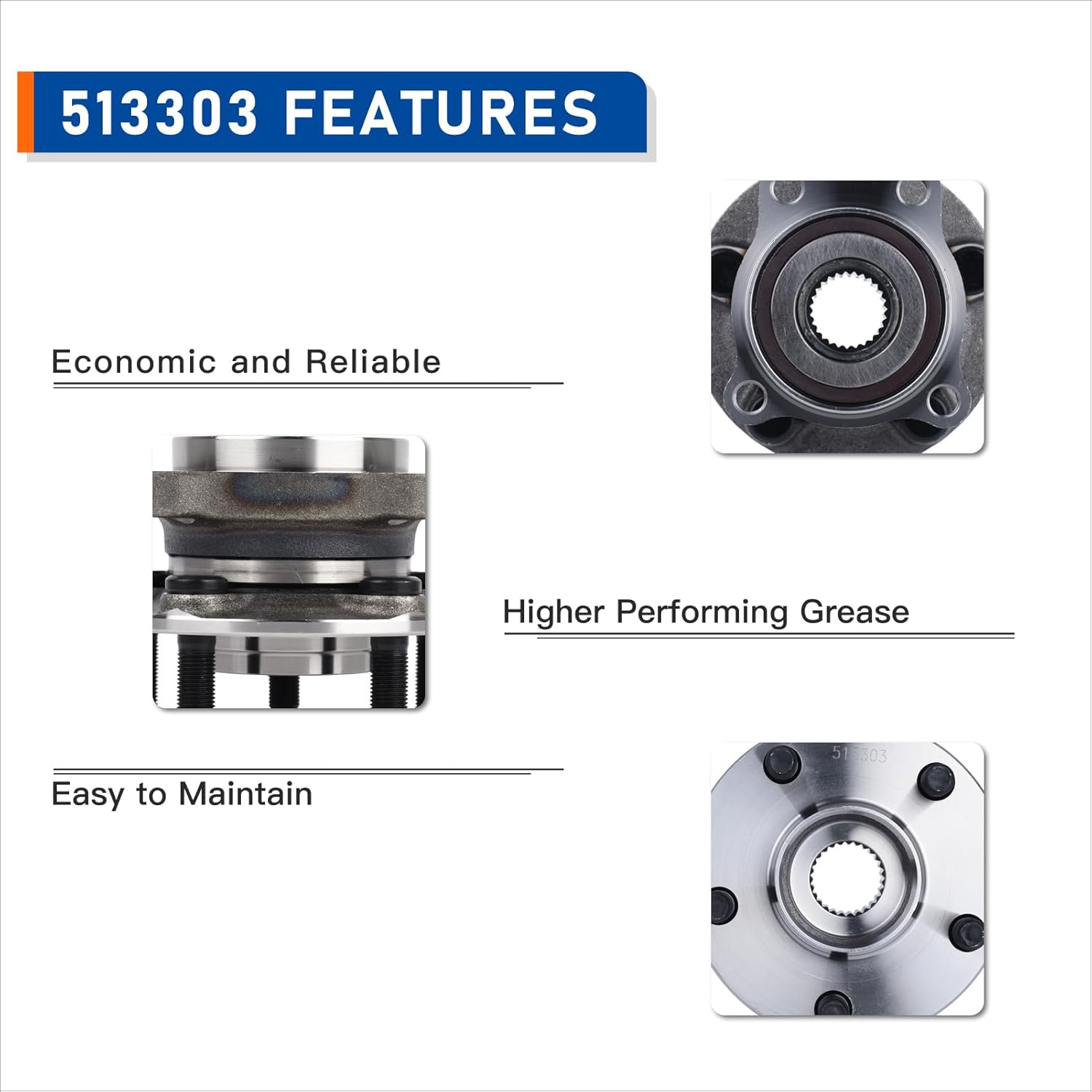 PAROD Pair 513303 Front Wheel Hub & Bearing Assembly Compatible with 2009-2014 Subaru Forester, 2008-2014 Impreza, 2013-2014 WRX, 2013-2014 XV Crosstrek [Thru 01/14/14], w/ABS