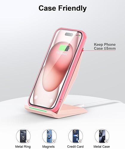 Miniatura 6 de Cargador inalámbrico con cargador de teléfono USB C, soporte de carga certificado Qi con adaptador PD de 20 W compatible con iPhone 1717