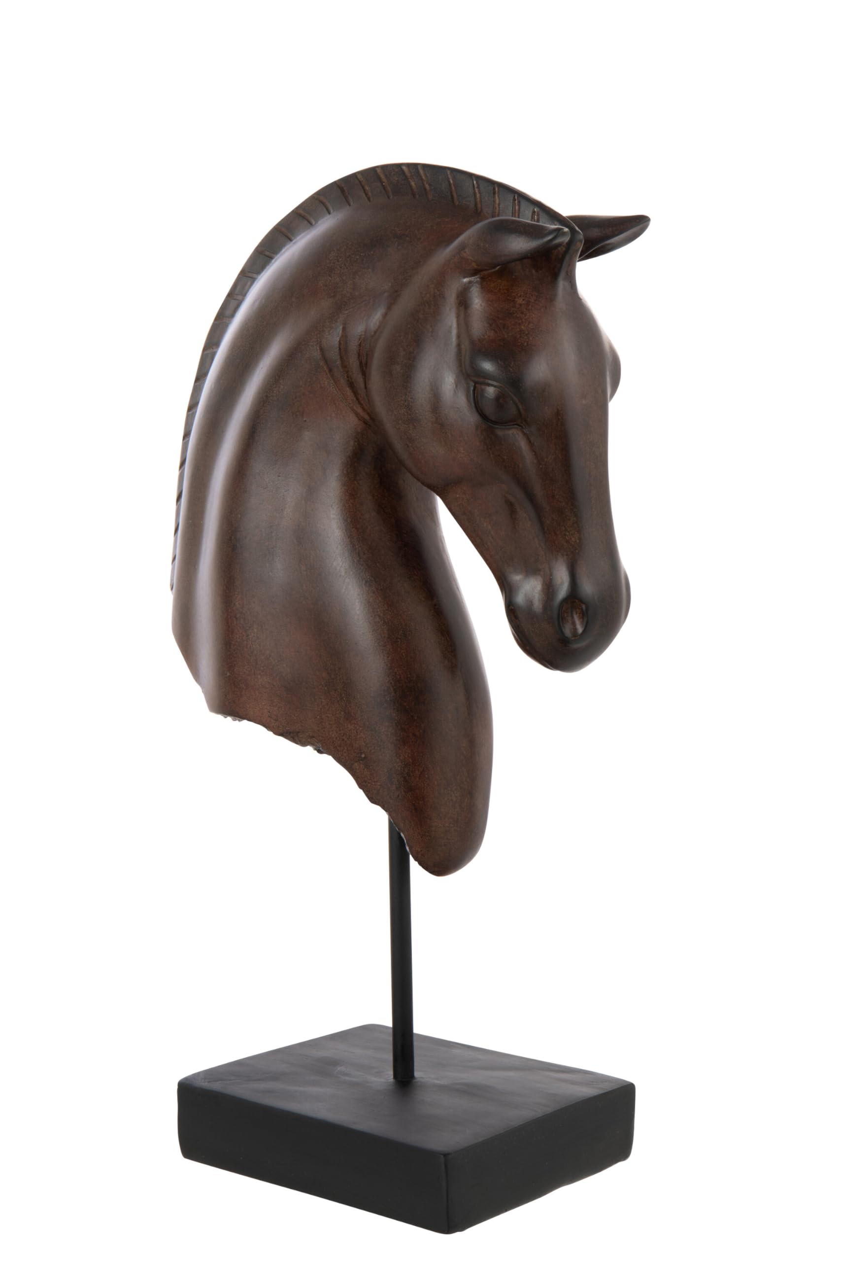 J-Line Deko Pferd Kopf Niedrig - Polyresin - Dunkelbraun