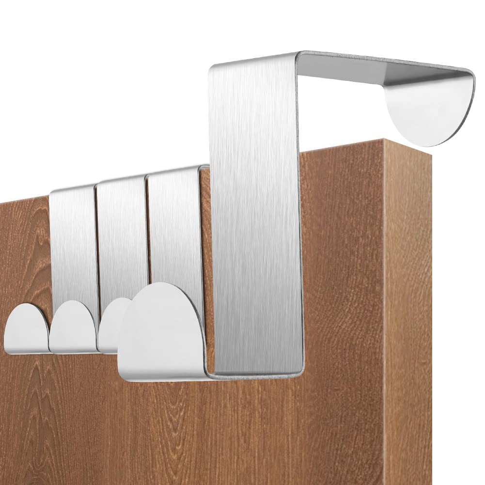 5 Ganci Da Porta In Acciaio Inox - Appendiabiti Per Camera, Bagno, Armadietto - Foto 3