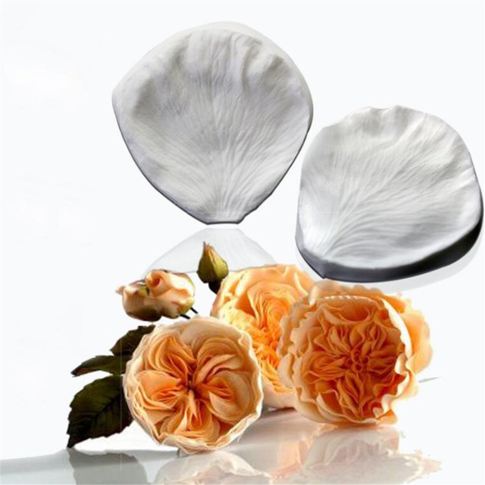 2 pcs Large Austin Roses Petals Silicone Mold, Handmade Fondant Soap Mould, Cupcake Cake Decorating Tool, Cake Maker, DIY Craft Non-Stick Bakeware Sugarcraft Gumpaste Candy Pastry Desset Making Mold