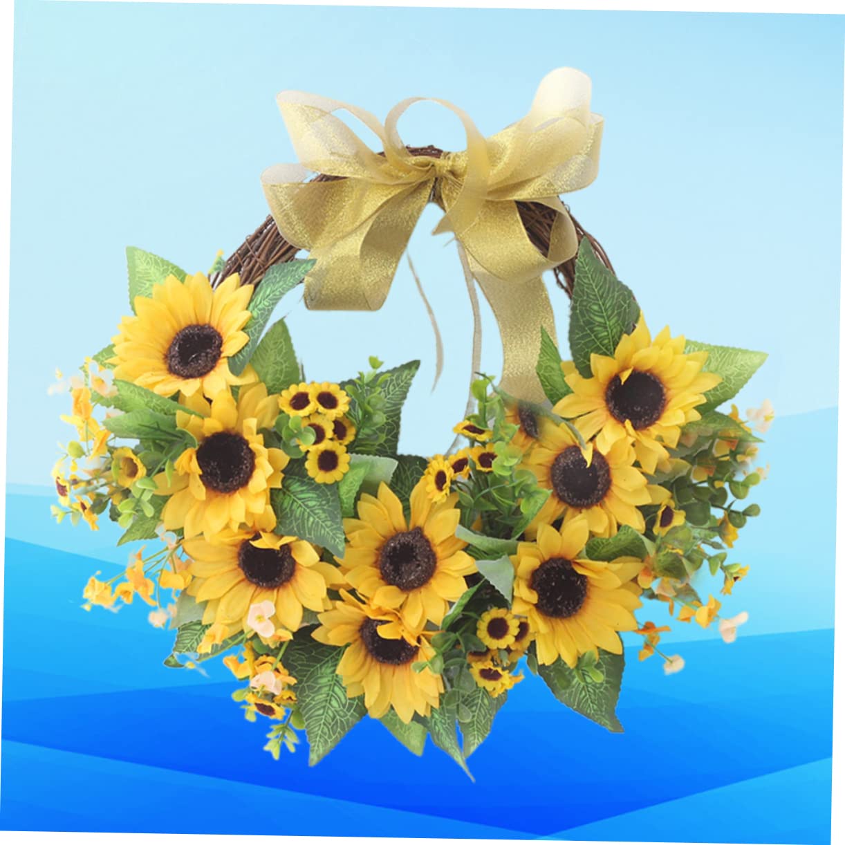 Garneck 1pezzi Ghirlanda Da Porta Con Girasoli Decorazione Per Porta d Ingresso Ornamento Giallo Con Fiocco Adatta Per Soggiorno Sala Lettura Camera Da Letto e Sala Giochi