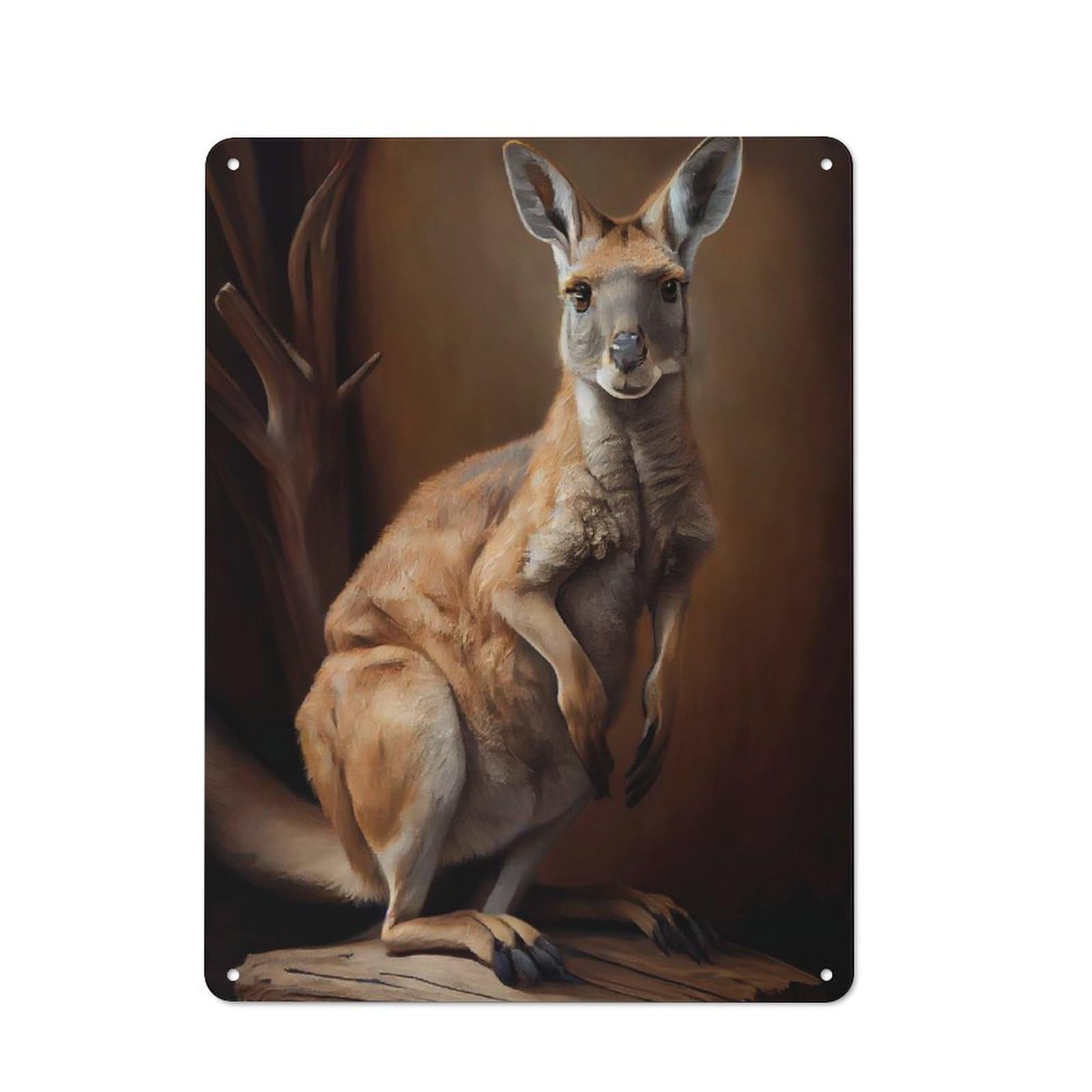 Junmoney Style-19 Kangaroo Wildlife Art Print Rustic Metal Wall Sign 40X30cm For Bar Or Restaurant, A Decorative Metal Sign For Bars And Restaurants