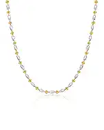 Beaded Chain Necklace for Women, 14K Gold Plated Gold Bead Necklace, Minimalist Stackable Necklace Jewelry