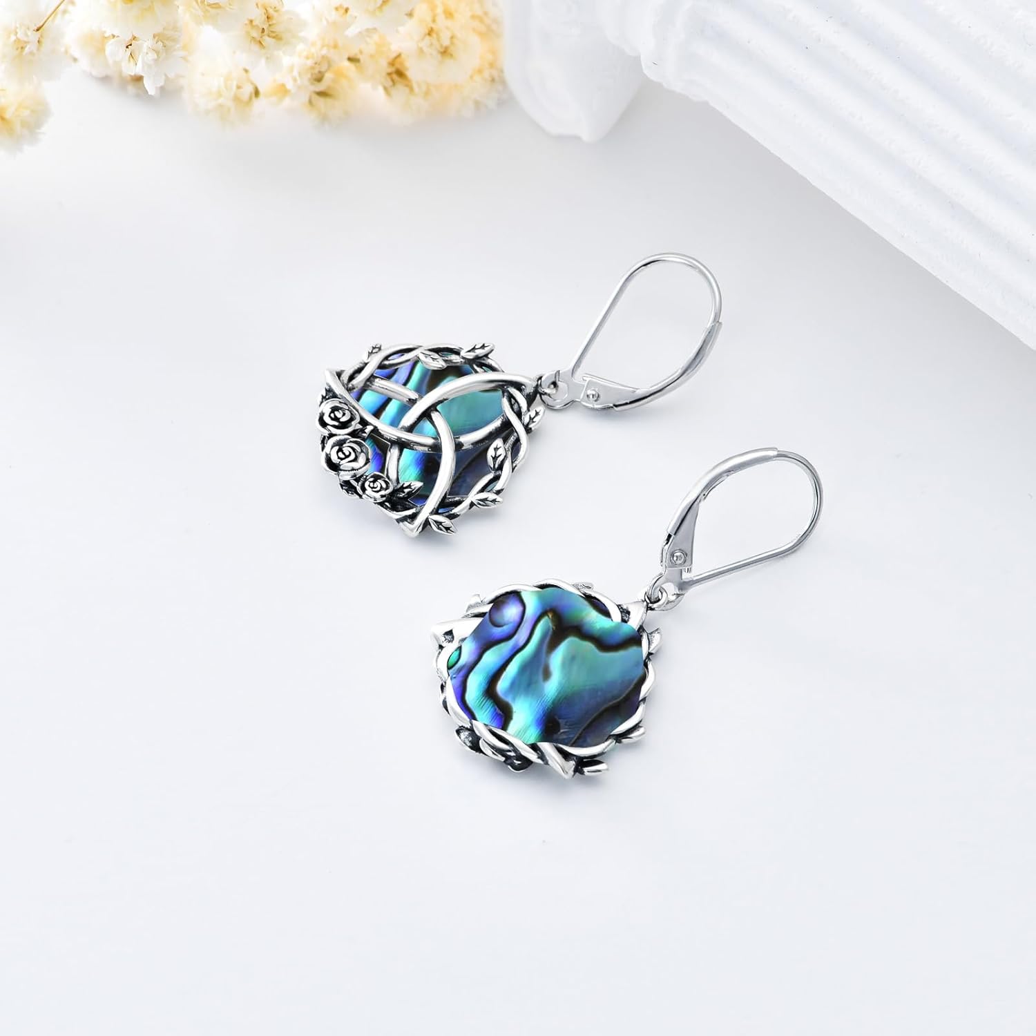 Seiyang Irish Earrings 925 Sterling Silver Irish Celtic Knot/Claddagh/Tree Of Life/Triquetra/Trinity Knot Leverback Dangle Drop Earrings Irish Lucky Celtic Jewelry Gifts for Women Mom Her - Image 5